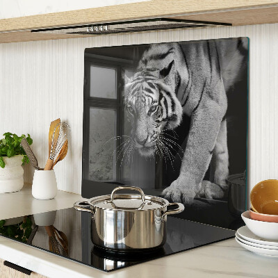 Schneidebrett glas Tiger in Schwarz und Weiß