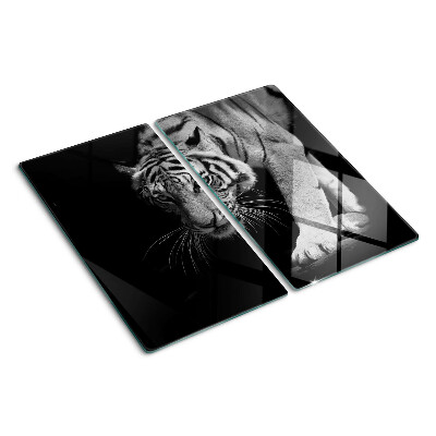 Schneidebrett glas Tiger in Schwarz und Weiß