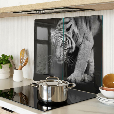 Schneidebrett glas Tiger in Schwarz und Weiß