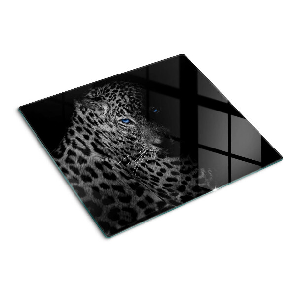 Schneidebrett glas Linker Panther mit blauen Augen