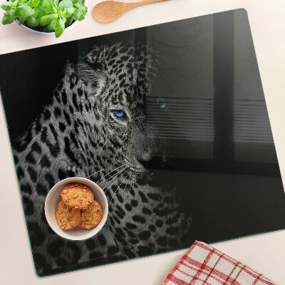 Schneidebrett glas Linker Panther mit blauen Augen