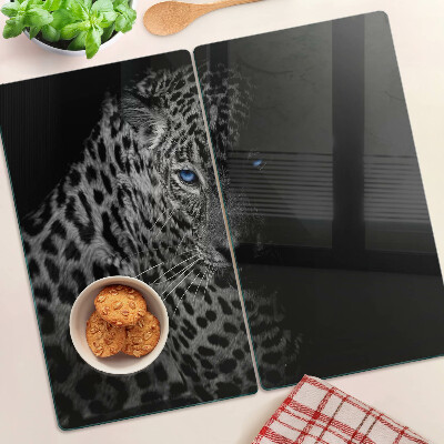 Schneidebrett glas Linker Panther mit blauen Augen