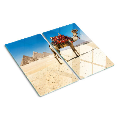 Schneidebrett glas Pyramiden und ein Kamel in der Wüste