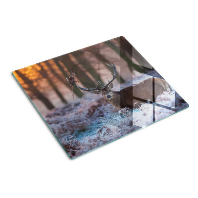 Schneidebrett glas Hirsch im Winterwald