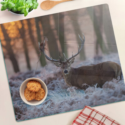 Schneidebrett glas Hirsch im Winterwald
