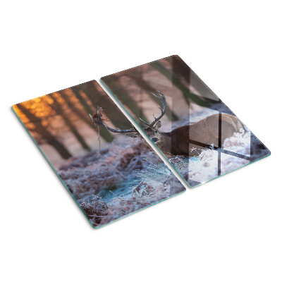 Schneidebrett glas Hirsch im Winterwald