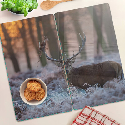 Schneidebrett glas Hirsch im Winterwald
