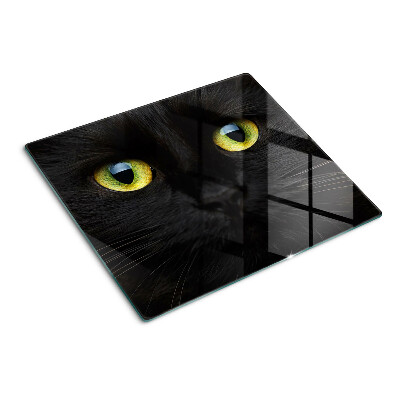 Schneidebrett glas Schwarze Katze mit grünen Augen