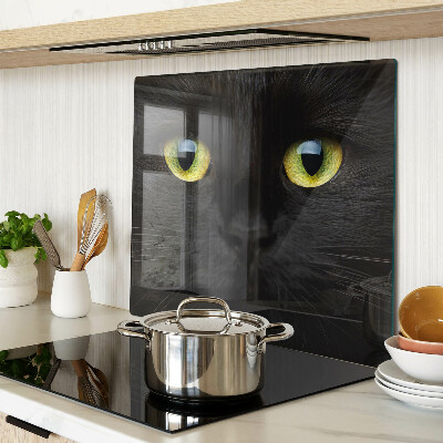Schneidebrett glas Schwarze Katze mit grünen Augen