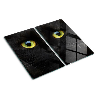 Schneidebrett glas Schwarze Katze mit grünen Augen