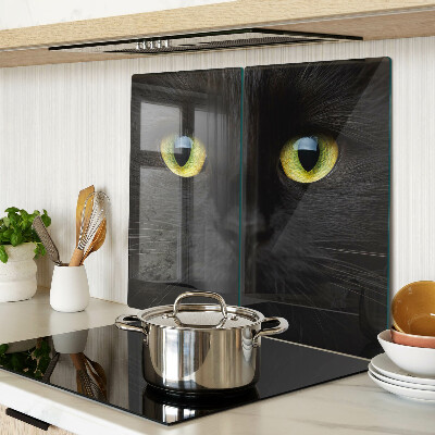 Schneidebrett glas Schwarze Katze mit grünen Augen