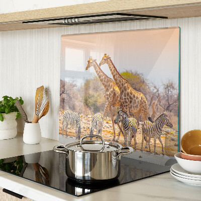 Schneidebrett glas Zebras und Giraffen in ihrem natürlichen Lebensraum