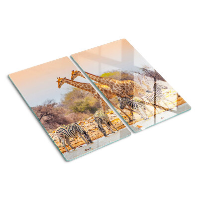 Schneidebrett glas Zebras und Giraffen in ihrem natürlichen Lebensraum