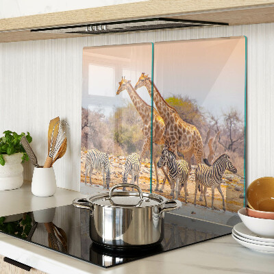 Schneidebrett glas Zebras und Giraffen in ihrem natürlichen Lebensraum