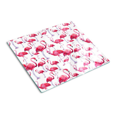 Glasschneidebrett Flamingos auf weißem Hintergrund