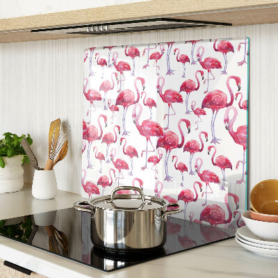 Glasschneidebrett Flamingos auf weißem Hintergrund