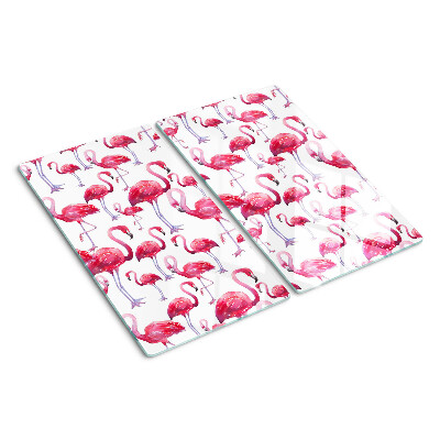 Glasschneidebrett Flamingos auf weißem Hintergrund