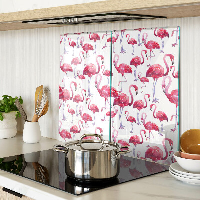 Glasschneidebrett Flamingos auf weißem Hintergrund