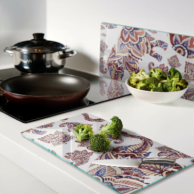 Schneidebrett glas Paisley-Muster mit Blumen