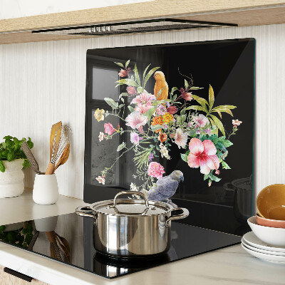 Schneidebrett glas Blumen und Vögel