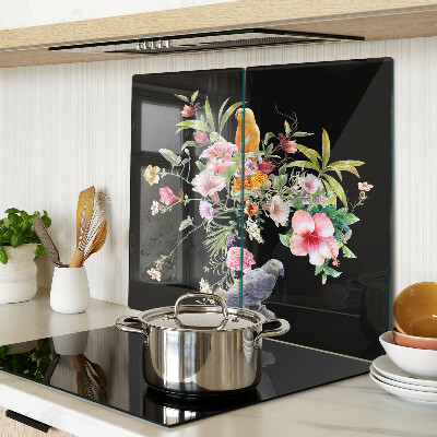 Schneidebrett glas Blumen und Vögel