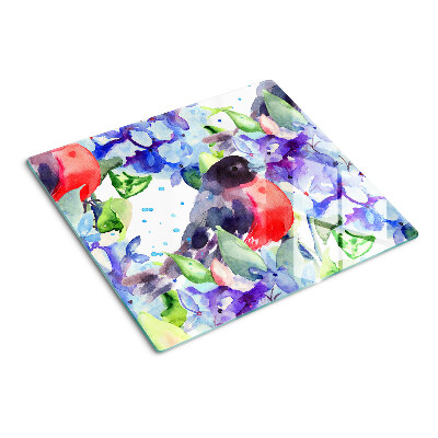 Schneidebrett glas Vogel auf einem Hintergrund aus Blumen