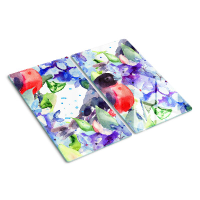 Schneidebrett glas Vogel auf einem Hintergrund aus Blumen