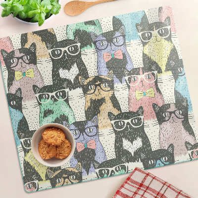 Schneidebrett glas Katzen mit Brille