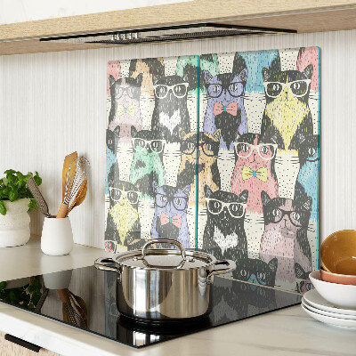 Schneidebrett glas Katzen mit Brille