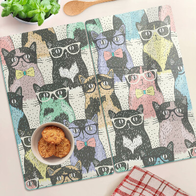 Schneidebrett glas Katzen mit Brille