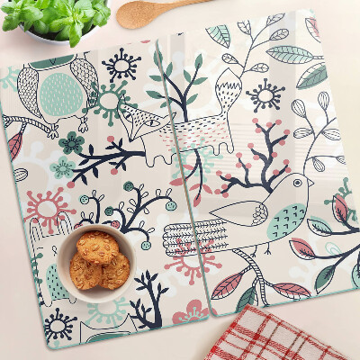 Glasschneidebrett Motiv Waldfauna und -flora
