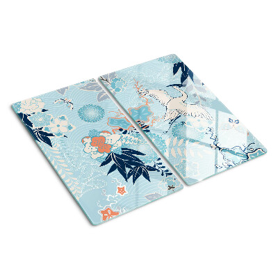 Glasschneidebrett Blumen und Vögel im orientalischen Stil