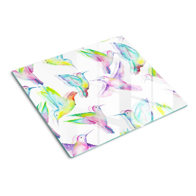 Schneidebrett glas Kolibris im Aquarellstil
