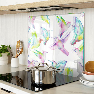 Schneidebrett glas Kolibris im Aquarellstil