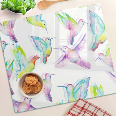 Schneidebrett glas Kolibris im Aquarellstil