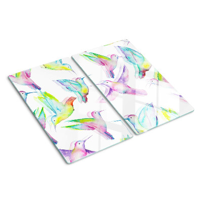 Schneidebrett glas Kolibris im Aquarellstil