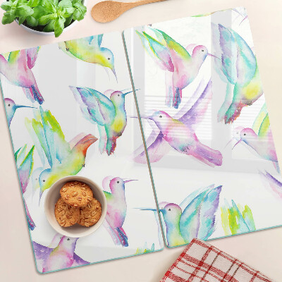 Schneidebrett glas Kolibris im Aquarellstil