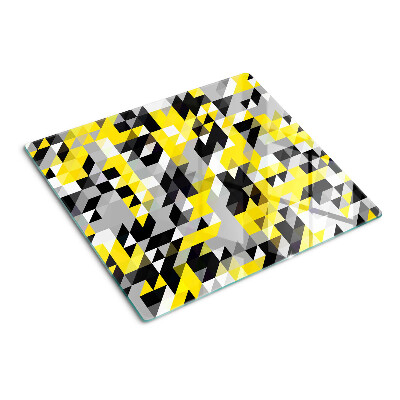 Glasschneidebrett Geometrie in Gelb- und Schwarztönen