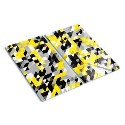 Glasschneidebrett Geometrie in Gelb- und Schwarztönen