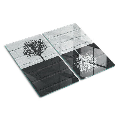 Glasschneidebrett Baum vor dem Hintergrund von Ziegeln
