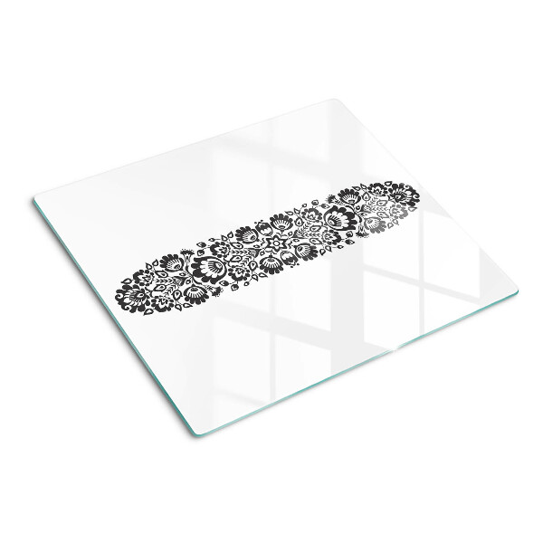 Schneidebrett glas Blumenmotiv im Folk-Stil