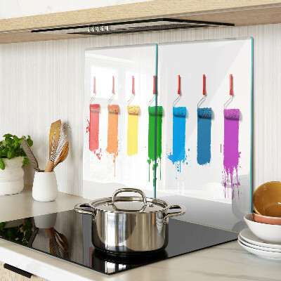 Glasschneidebrett Ein Regenbogen aus Farben in Pinseln