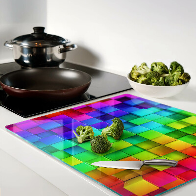 Schneidebrett glas Regenbogenquadrate in einem Mosaik