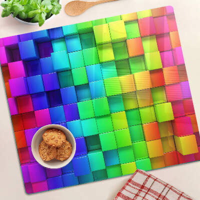 Schneidebrett glas Regenbogenquadrate in einem Mosaik