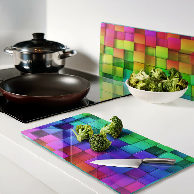 Schneidebrett glas Regenbogenquadrate in einem Mosaik