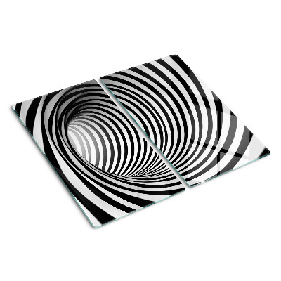 Glasschneidebrett Spiralmuster in Schwarz- und Weißtönen