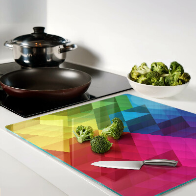 Glasschneidebrett Bunte Geometrie in Dreiecken