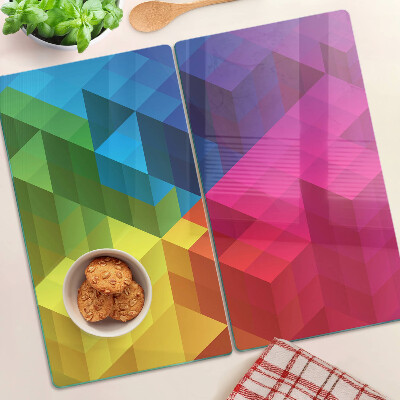 Glasschneidebrett Bunte Geometrie in Dreiecken