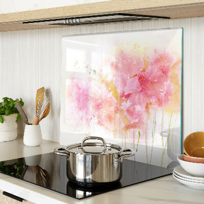 Schneidebrett glas Blumenaquarelle in Pastellfarben