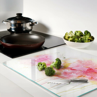 Schneidebrett glas Blumenaquarelle in Pastellfarben